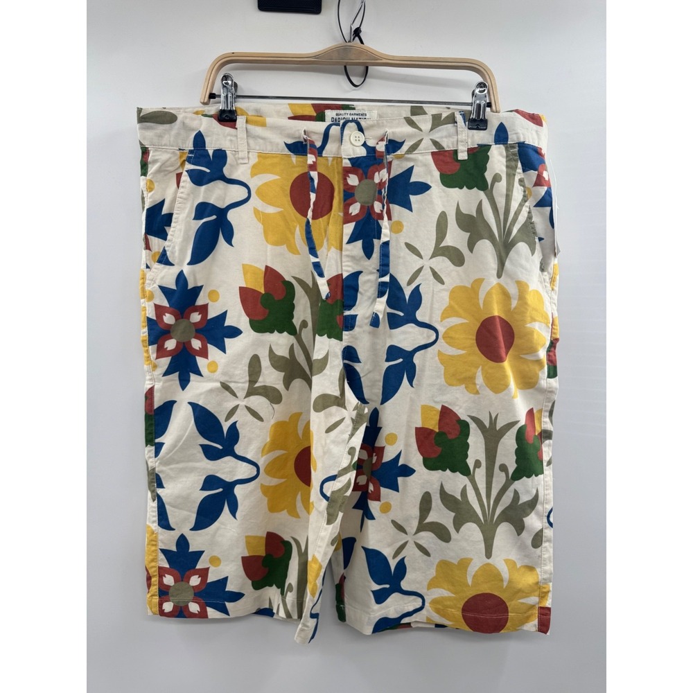 NWT Parish Nation Shorts Men 40 Multicolor Floral Linen Blend Flat Front Coastal